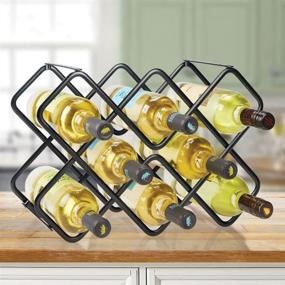 img 2 attached to mDesign Metal Wine Rack Organizer - Free-Standing Storage for Kitchen Countertops, Pantry, Fridge - 🍷 Holds 16 Bottles of Wine, Beer, Pop, and Water- 3 Levels - 2 Pack, Black Color