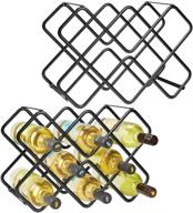 mdesign metal wine rack organizer - free-standing storage for kitchen countertops, pantry, fridge - 🍷 holds 16 bottles of wine, beer, pop, and water- 3 levels - 2 pack, black color логотип