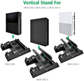 img 1 attached to 🎮 OIVO Vertical Cooling Stand - Xbox ONE X/ONE S/Regular ONE Compatible, Cooler Cooling Fan with 2PACK 600mAh Batteries, Games Storage, Dual Controller Charging Docking Station for Xbox ONE/S/X