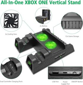 img 2 attached to 🎮 OIVO Vertical Cooling Stand - Xbox ONE X/ONE S/Regular ONE Compatible, Cooler Cooling Fan with 2PACK 600mAh Batteries, Games Storage, Dual Controller Charging Docking Station for Xbox ONE/S/X