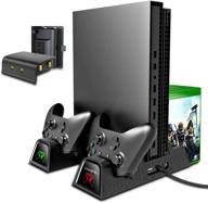 🎮 oivo vertical cooling stand - xbox one x/one s/regular one compatible, cooler cooling fan with 2pack 600mah batteries, games storage, dual controller charging docking station for xbox one/s/x logo