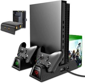 img 4 attached to 🎮 OIVO Vertical Cooling Stand - Xbox ONE X/ONE S/Regular ONE Compatible, Cooler Cooling Fan with 2PACK 600mAh Batteries, Games Storage, Dual Controller Charging Docking Station for Xbox ONE/S/X