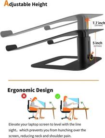 img 1 attached to Подставка для ноутбука Orionstar: эргономичное охлаждение и поднятый компьютерный подставка для ноутбуков от 10 до 17,3 дюймов - Черная алюминиевая подставка для ПК.