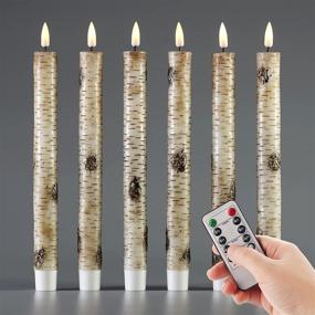 img 4 attached to 🕯️ Eywamage Birch Bark Flameless Taper Candles with Remote Control, Flickering Realistic LED Tapered Christmas Window Candles Decoration 6 Pack