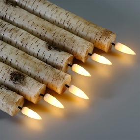 img 1 attached to 🕯️ Eywamage Birch Bark Flameless Taper Candles with Remote Control, Flickering Realistic LED Tapered Christmas Window Candles Decoration 6 Pack