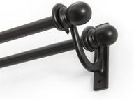 kenney scoll double curtain rod, 28-48 inch, black - stylish and versatile window treatment solution logo