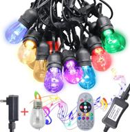 🌈 aveva 48ft music color changing outdoor string lights - waterproof & dimmable rgbw patio lights with 16 led bulbs: ideal for patio, porch, and garden decor логотип