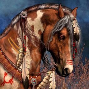 img 4 attached to 🎨 Experience the Joy of Creating with 5D Diamond DIY Painting by Number Kits - Indian Horse Head, 11.8 x 11.8 inches