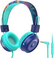 🎧 adjustable bluefire kids headphones with safe 85db volume control - on-ear headsets for online school, children, teens, boys, girls (blue) - 3.5mm jack cord included logo