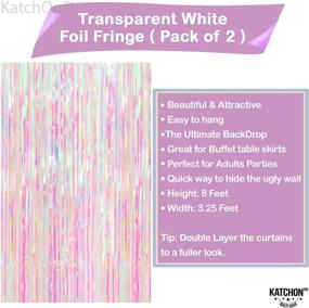 img 1 attached to 🧜 Xtralarge 6.4x8 Feet Iridescent Fringe Curtain - Ultimate Mermaid Decorations with Holographic Backdrop, Tinsel Streamers and Party Supplies - Set of 2