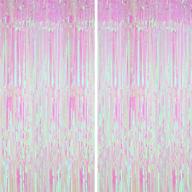 🧜 xtralarge 6.4x8 feet iridescent fringe curtain - ultimate mermaid decorations with holographic backdrop, tinsel streamers and party supplies - set of 2 логотип