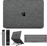 fabric macbook pro case + adjustable laptop stand for desk | akit macbook pro 13 inch case 2020-2016 m1 a2338 a2251 a2289 a2159 a1989 a1708 a1706 | hard shell laptop case with keyboard cover logo