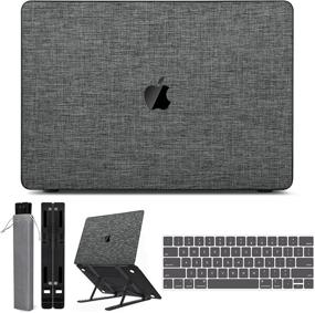 img 4 attached to Fabric MacBook Pro Case + Adjustable Laptop Stand for Desk | AKIT MacBook Pro 13 Inch Case 2020-2016 M1 A2338 A2251 A2289 A2159 A1989 A1708 A1706 | Hard Shell Laptop Case with Keyboard Cover
