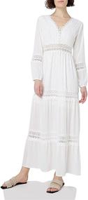 img 4 attached to SUNJIN ACRO Women's Sexy Deep V Neck Elegant Lace Backless Long Sleeve Boho White Maxi Dress: Unveil Your Alluring Charm with Style