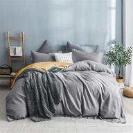 🛏️ shalala cotton duvet cover set king size - soft reversible comforter cover 104"x90" - gray and yellow - ideal for kids and adults logo