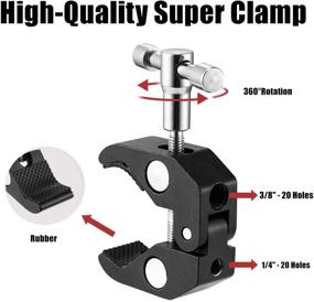 img 1 attached to 📸 WANBY Double Ballhead Magic Arm Camera Clamp Mount with Super Clamp - Versatile Bracket for DSLR Camera Rig, LCD Monitor, LED Flash Lights