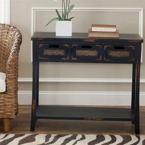 img 4 attached to 🖼️ Safavieh American Homes Collection Autumn Distressed Black Console Table with 3 Drawers