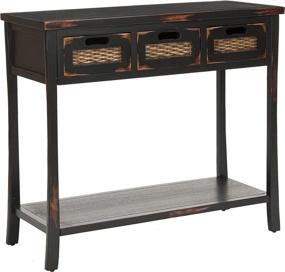 img 2 attached to 🖼️ Safavieh American Homes Collection Autumn Distressed Black Console Table with 3 Drawers