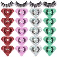 👁️ maange eyelashes - 20 pairs 4 styles false eyelashes faux mink lashes pack - 3d handmade reusable soft fake eyelashes (20 pairs & portable boxes) logo