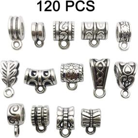 img 1 attached to 🔥 Antique Tibetan Silver Bail Tube Beads: 120pcs for European Charm Bracelets - Versatile Spacer Beads, Bail Beads, and Bead Hangers