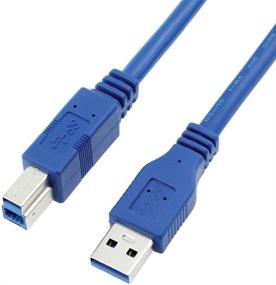 img 3 attached to 🔵 Bluwee USB 3.0 Cable - 1ft (0.3m) Type A-Male to Type B-Male - Round Blue Cord
