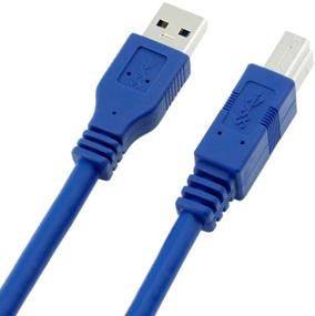 img 2 attached to 🔵 Bluwee USB 3.0 Cable - 1ft (0.3m) Type A-Male to Type B-Male - Round Blue Cord