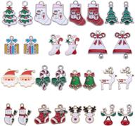 sunnyclue 1 box 32pcs 15 styles 🎄 christmas enamel charms pendant for jewelry making & decoration logo