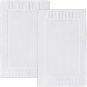 img 4 attached to 🛁 Luxurious Bath Mat Floor Towel Set - Highly Absorbent Cotton Hotel Spa Shower/Bathtub Mats [Not a Bathroom Rug] 22"x34", White, Pack of 2