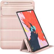 📱 moko ipad pro 12.9 inch tablet sleeve case - rose gold | trifold stand, pu leather | fits ipad pro 12.9 2021/2020/2018 (2017 & 2015) | tablet pouch with pen holder logo