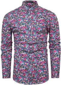 img 4 attached to TUNEVUSE Floral Shirts Sleeve Casual