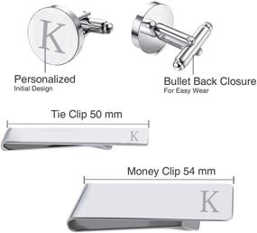 img 3 attached to 💼 Personalized Alphabet Gift Set: BodyJ4You 4PC Cufflinks, Tie Bar, Money Clip, and Button Shirt with Initials A-Z