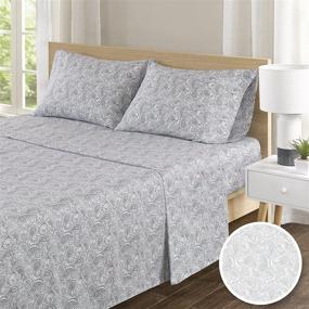 img 2 attached to 🛏️ Ultra Soft and Breathable 100% Cotton Percale 4 Piece Bedding Set with Deep Pocket and Printed Paisley Multi Pattern - Queen Size, Comfort Spaces Sheets with Pillow Cases