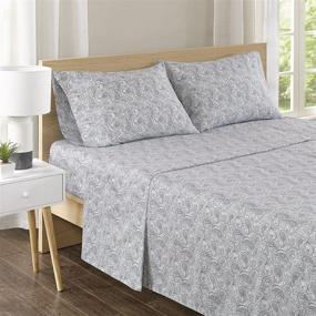 img 4 attached to 🛏️ Ultra Soft and Breathable 100% Cotton Percale 4 Piece Bedding Set with Deep Pocket and Printed Paisley Multi Pattern - Queen Size, Comfort Spaces Sheets with Pillow Cases