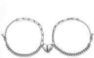 💖 women's magnetic heart bracelets set - adjustable link charm bracelets for friendship, ideal valentine's day gift for girls - pack of 2 logo