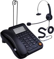 p-017bn-2 hepester call center corded phone with headset, caller id, speakerphone – ideal for home office and landline telephone use logo