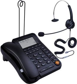 img 4 attached to P-017BN-2 HePesTer Call Center Corded Phone with Headset, Caller ID, Speakerphone – Ideal for Home Office and Landline Telephone Use