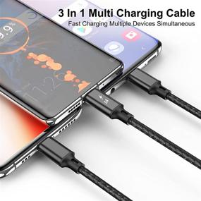 img 2 attached to 3Pack/3.3FT 3 in 1 Nylon Braided Multi Charging Cable with USB-C, Micro USB Port Connectors - 5A Fast Charge for Cell Phones, Android Devices and More