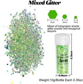 img 1 attached to ✨ LIKEGOR 12-Color Glow In The Dark Glitter: Luminous Nail Glitter with Holographic Chunky Texture for Crafts, Party Decorations, Weddings, Cards, Flowers, Scrapbooking, Body, Face, Nails, and Glitter Slime Making