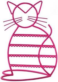 img 2 attached to 🐱 "Идеально прекрасный органайзер для серег-удерживатель в форме кота ARAD: розовая отделка стойки для украшений и дисплей для проколов