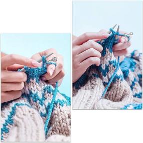 img 1 attached to 🧶 Complete Hand Knitting Kit: 8-Piece Yarn Guide Finger Holder Set with 4 Plastic and 2 Metal Guides, 2 Stainless Steel Thimbles, and 2 Adjustable Braided Rings for Crochet Craft
