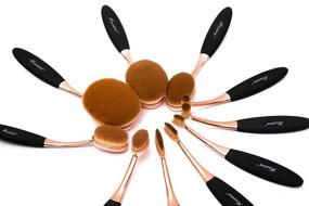 img 4 attached to 🌹 Kingstar 10-Piece Oval Toothbrush Makeup Brush Set - New Fashionable, Super Soft Brushes for Foundation, Contour, Powder, Blush & Concealer - Rose Golden Cosmetic Tool Set