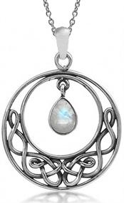 img 4 attached to 925 Sterling Silver Celtic Knot Drop Dangle Pendant with Silvershake Natural Moonstone