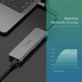 img 1 attached to 🔌 LENTION USB C Hub with 4K HDMI, SD 3.0 Card Reader, Gigabit Ethernet, Charging, USB 3.0/2.0 & Aux Port: For MacBook Pro, New Mac Air/Surface - Stable Driver Adapter (CB-C69, Space Gray)