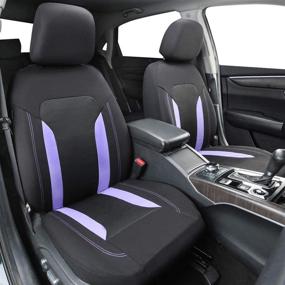 img 3 attached to 🚗 CAR-GRAND Universal Fit Sporty Breathable Mesh and Fabric Car Seat Covers | Purple | Ideal for Cars, Sedans, Trucks, Vans | Airbag Compatible