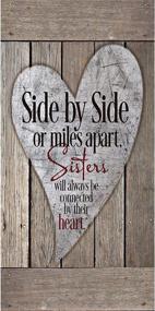 img 1 attached to 👭 Sisters Wood Plaque - Inspiring Quotes Vertical Frame: Decorate Your Wall with Classy Side by Side or Miles Apart, Sisters Will Always be Connected by Their Heart