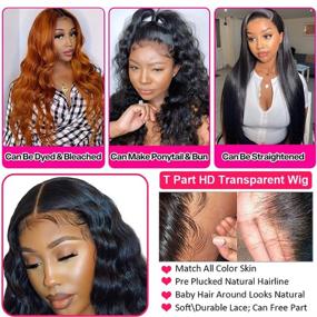 img 1 attached to 👩 JIETAI T-Part Loose Deep Wave Lace Front Wigs Human Hair for Black Women: High Density, Pre-Plucked, with Baby Hair and Bleached Knots (28inch)
