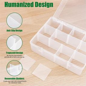 img 2 attached to iBune 12-Grid Plastic Compartment Container for Jewelry Crafts with Adjustable Dividers - Bead Storage Organizer Box Case, 2.08 x 2.04 x 2.08 in Grid Size (White)