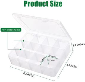 img 1 attached to iBune 12-Grid Plastic Compartment Container for Jewelry Crafts with Adjustable Dividers - Bead Storage Organizer Box Case, 2.08 x 2.04 x 2.08 in Grid Size (White)