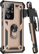 📱 rugged military grade samsung galaxy s21 ultra case w/ belt clip holster - gold logo