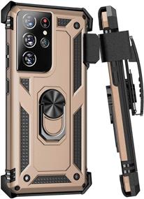 img 4 attached to 📱 Rugged Military Grade Samsung Galaxy S21 Ultra Case w/ Belt Clip Holster - Gold